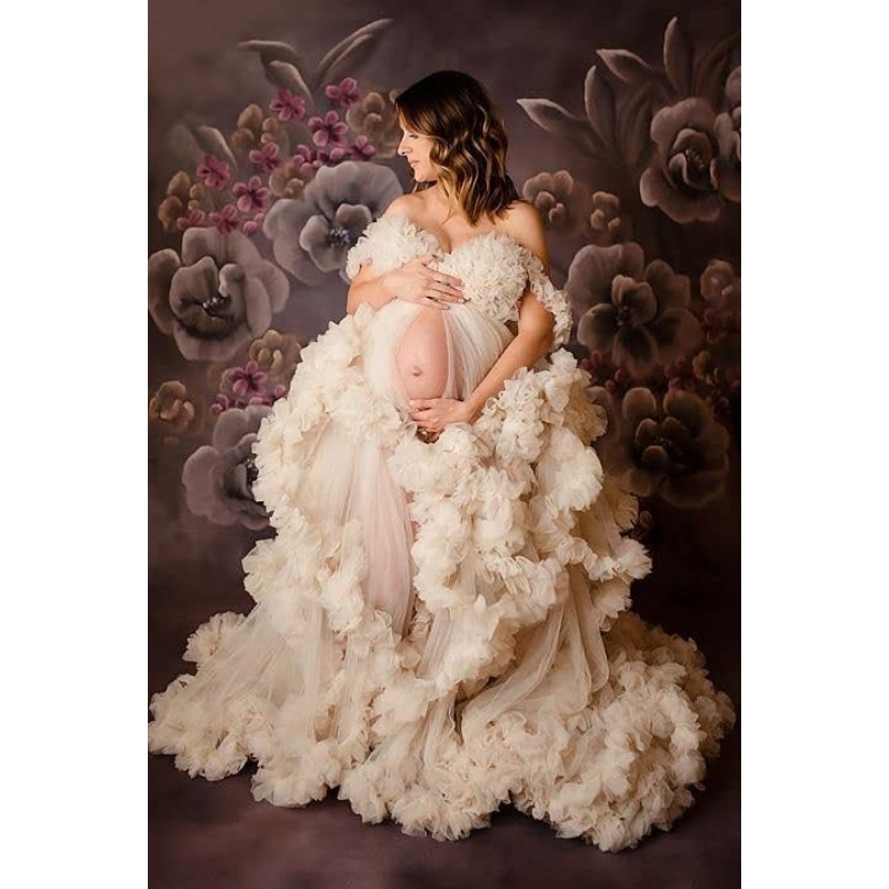 Curtain Sheer Voile - Elegant Bridal Tulle Maternity Dress -