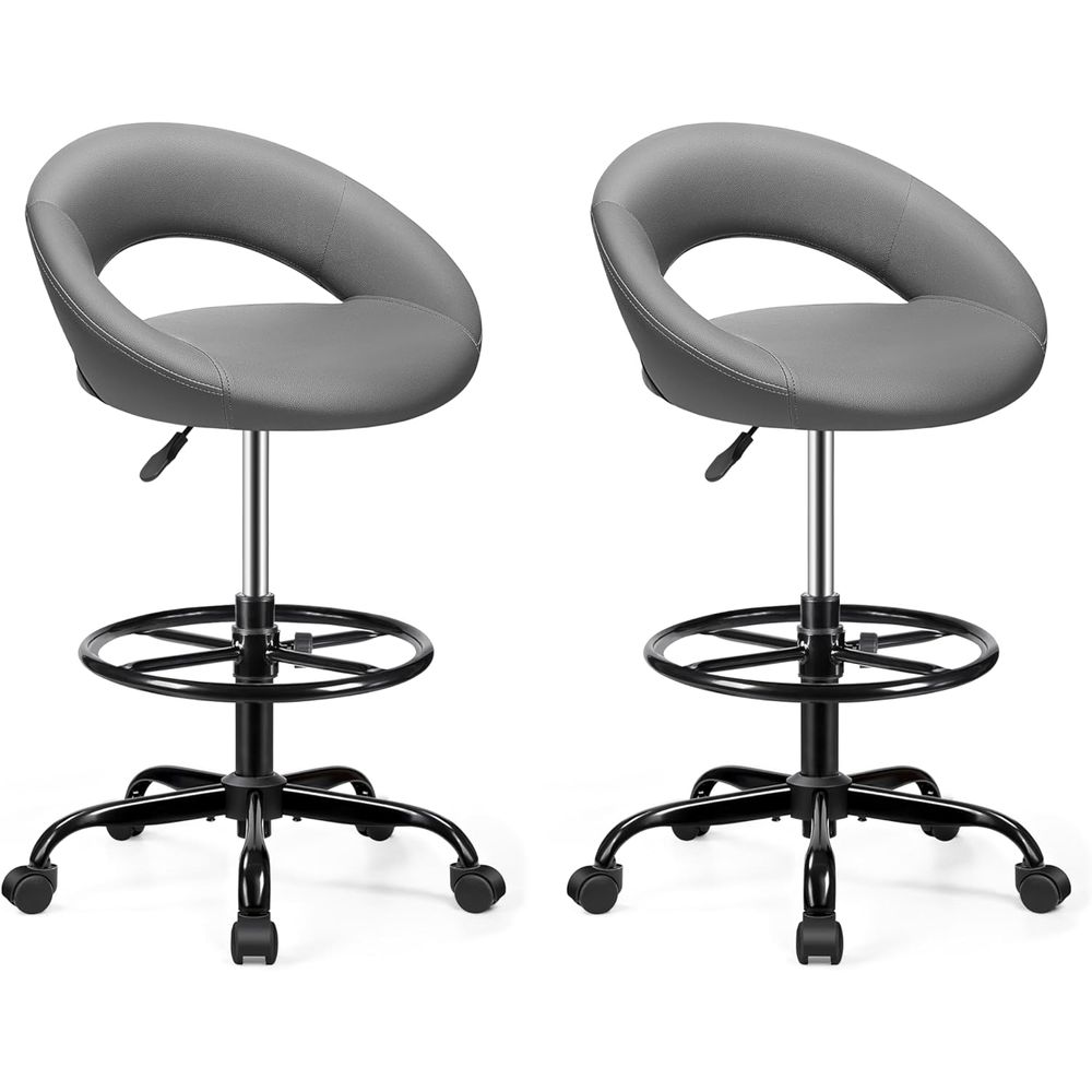 Home & Hotel Textiles Private Limited - Gray 2-Pack Ergonomic PU Leather Swivel
