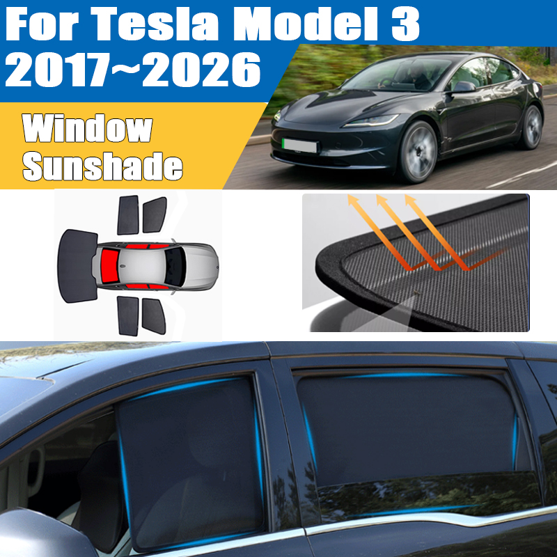 Curtain Sheer Voile - For Tesla Model 3 Accessories 2017~2026