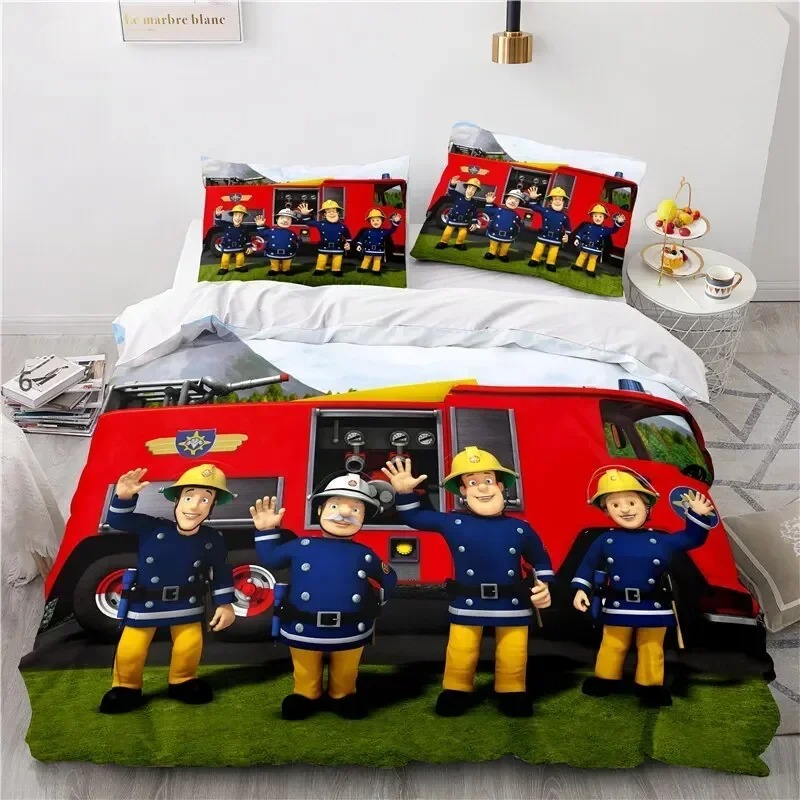 Bed Sheet Microfiber - 3D Print Cartoon Fireman Sam Bedding
