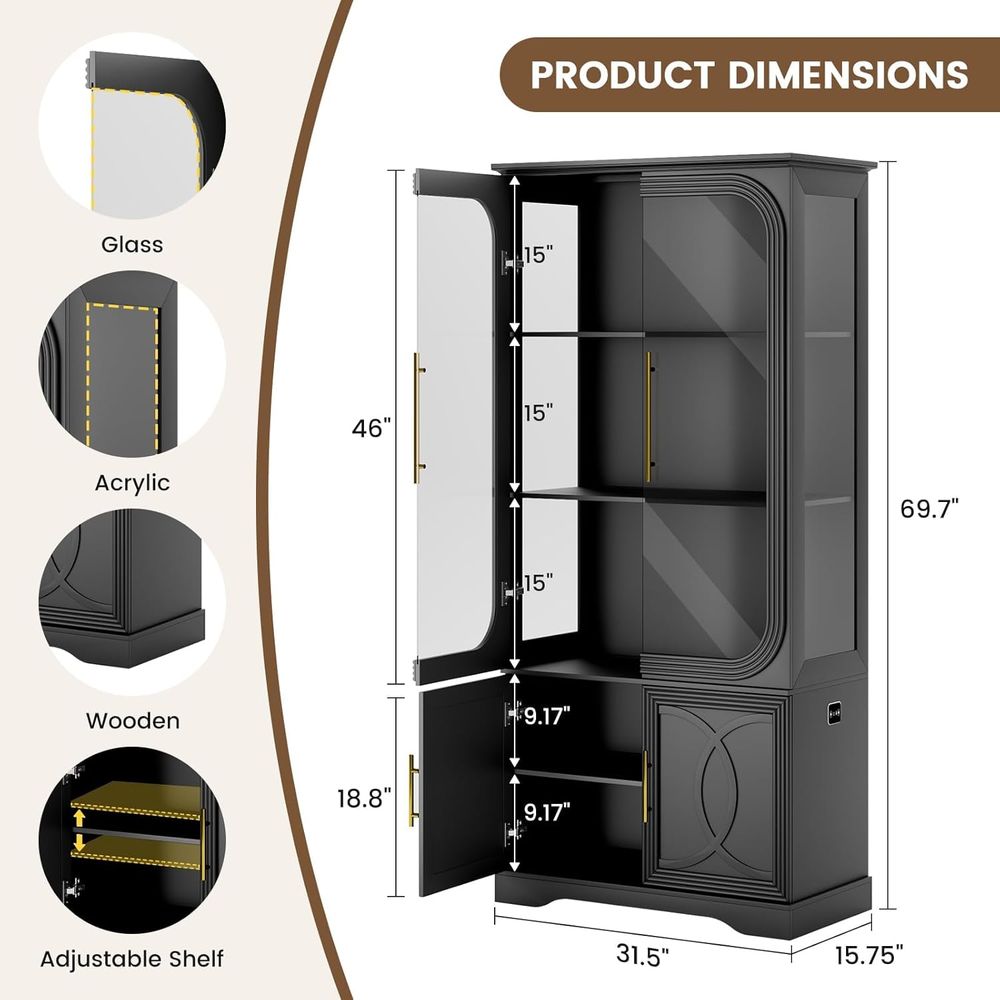 69 Tall Glass Display Cabinet  - Home & Hotel Textiles Private Limited avis et prix