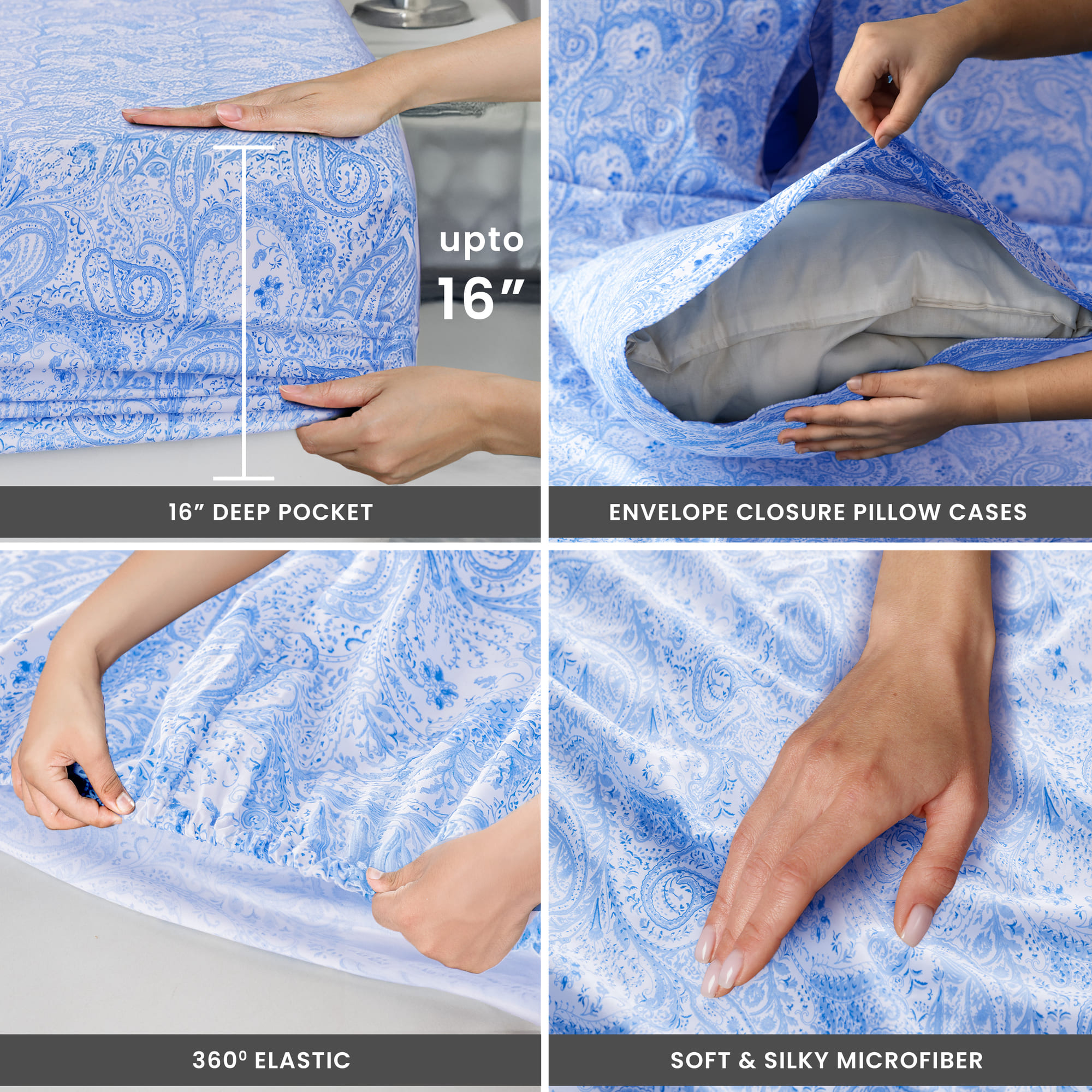 Lux Decor 4-Piece Paisley Bed  - Bed Sheet Microfiber avis et prix