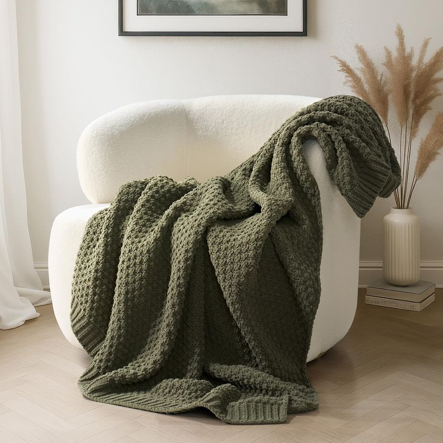 Chunky Chenille Knit Throw Bla - Throw Blanket Chunky Knit avis et prix