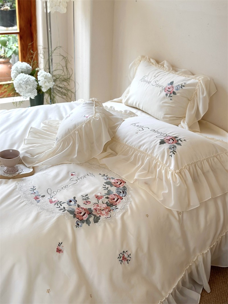 100%Egyptian Cotton Floral Emb - Home Textiles France avis et prix