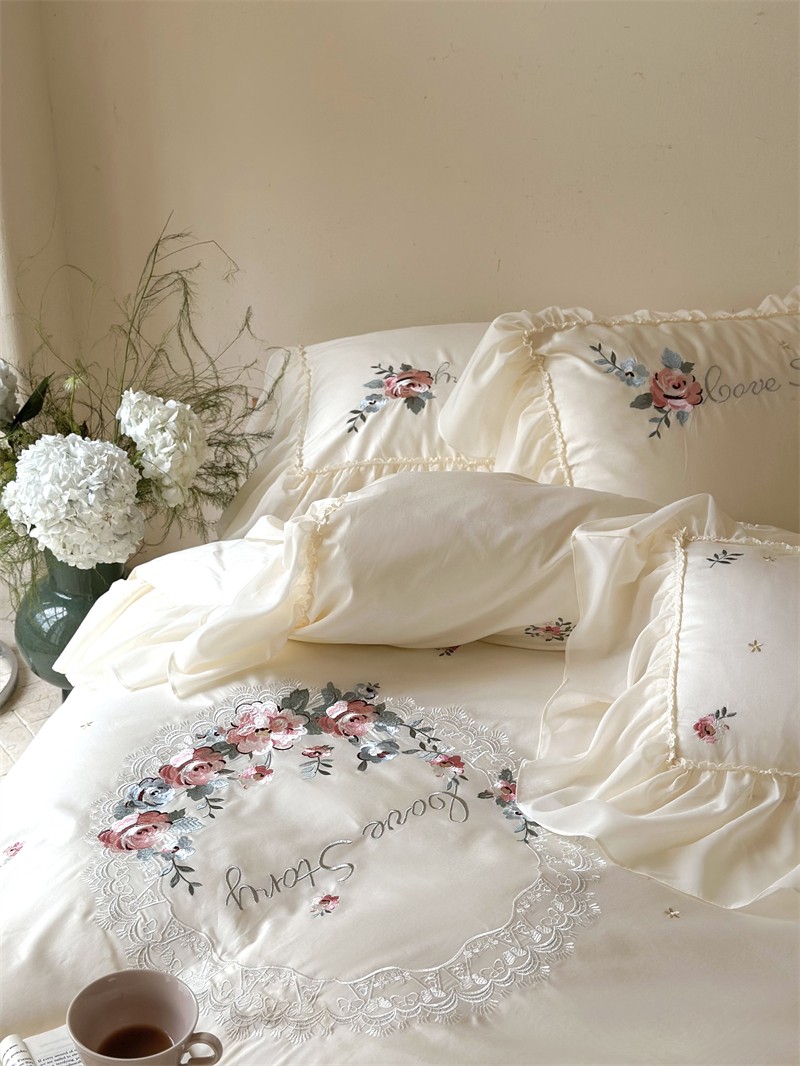 100%Egyptian Cotton Floral Emb - Home Textiles France avis et prix