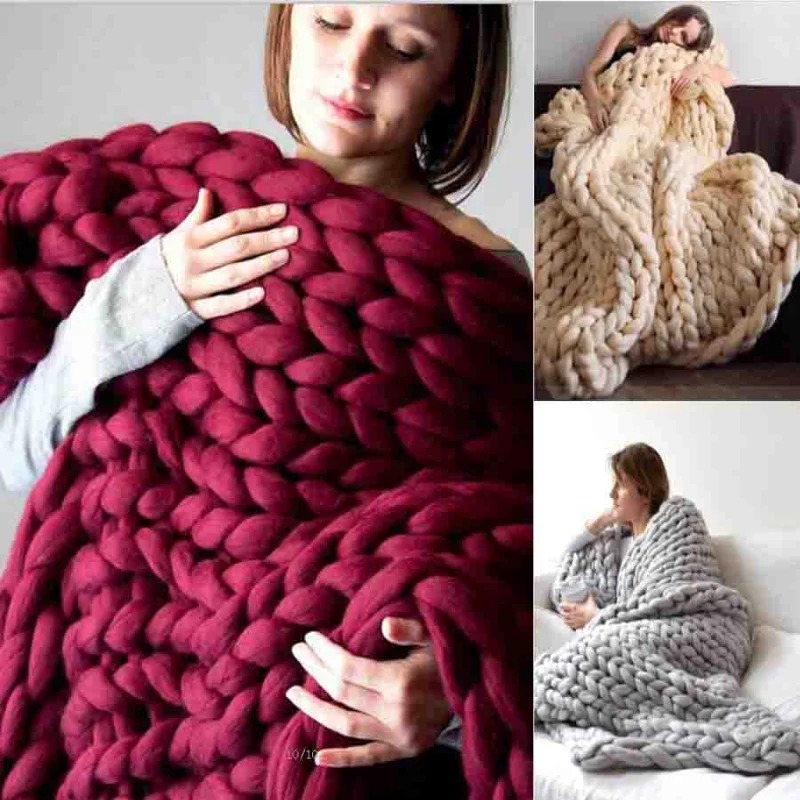 Fashion Chunky Wool Blanket Th - Throw Blanket Chunky Knit avis et prix