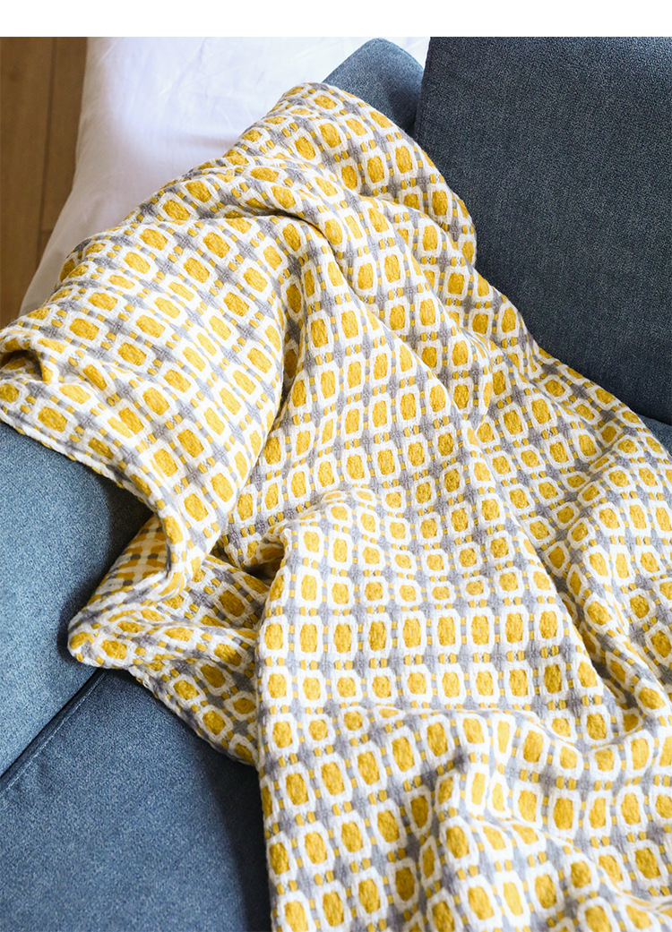Mustard Yellow Nordic Knitted  - Throw Blanket Chunky Knit avis et prix