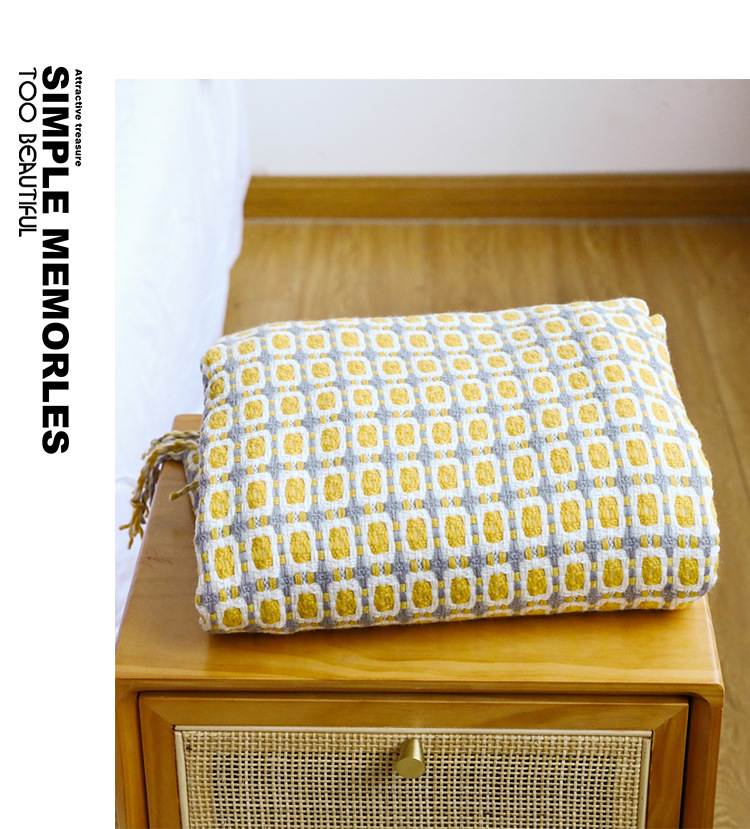 Mustard Yellow Nordic Knitted  - Throw Blanket Chunky Knit avis et prix