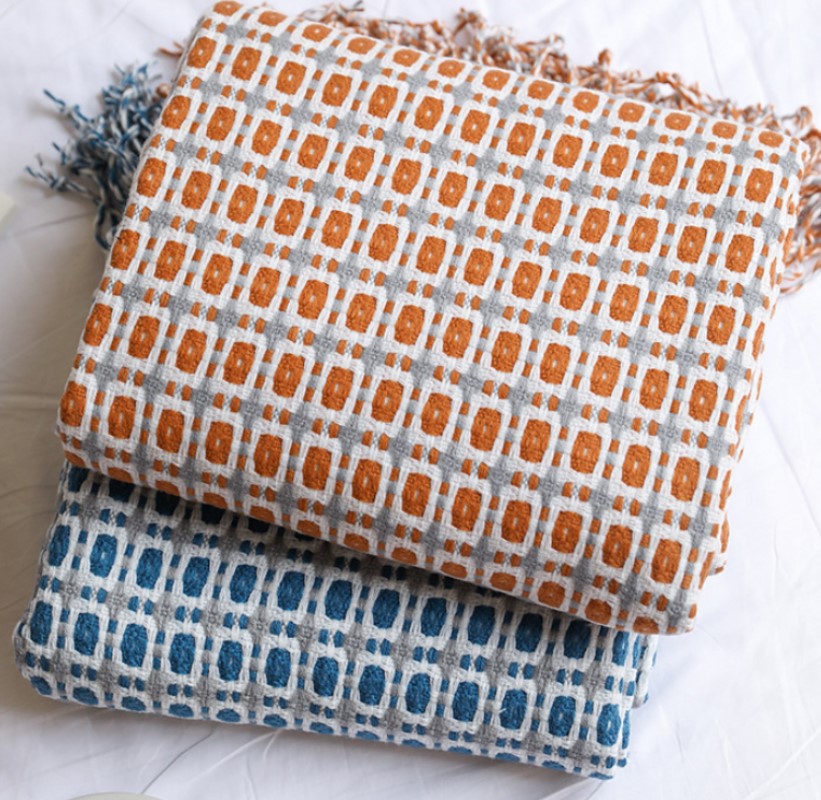 Mustard Yellow Nordic Knitted  - Throw Blanket Chunky Knit avis et prix