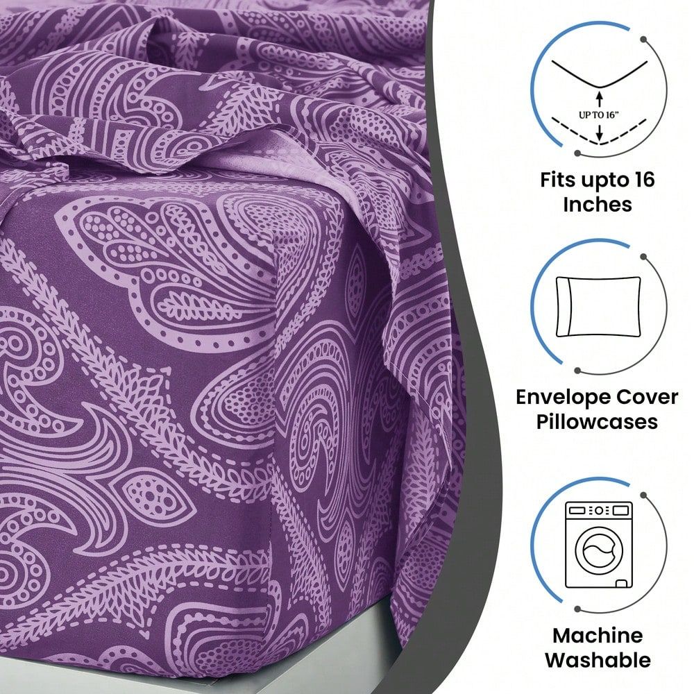 Decor 6Piece Paisley Bed Sheet - Bed Sheet Microfiber avis et prix