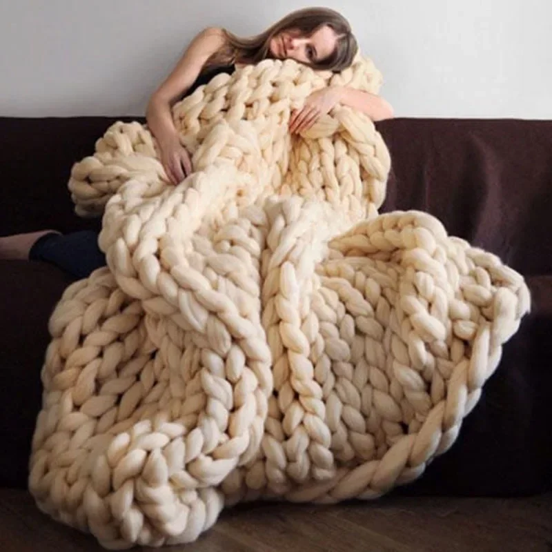 hot Handmade Chunky Knitted Bl - Throw Blanket Chunky Knit avis et prix