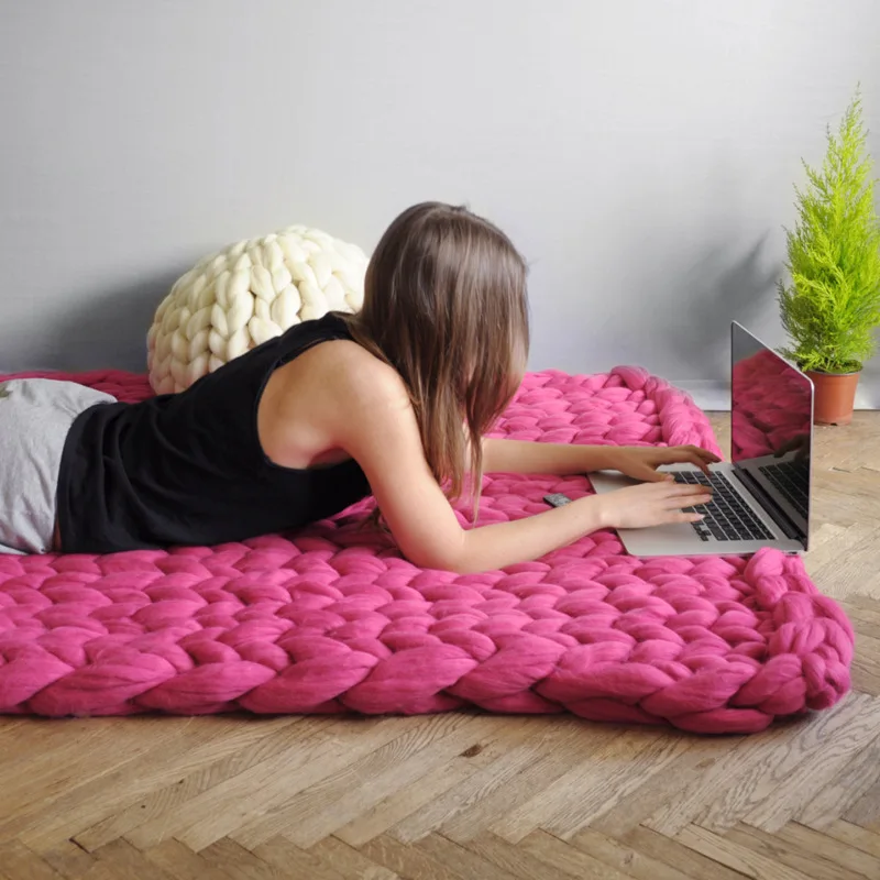 hot Handmade Chunky Knitted Bl - Throw Blanket Chunky Knit avis et prix