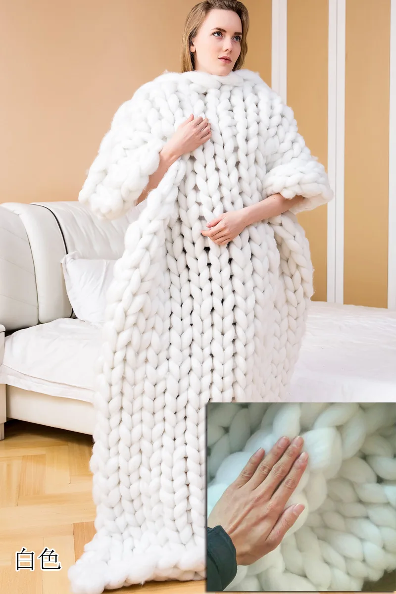 hot Handmade Chunky Knitted Bl - Throw Blanket Chunky Knit avis et prix