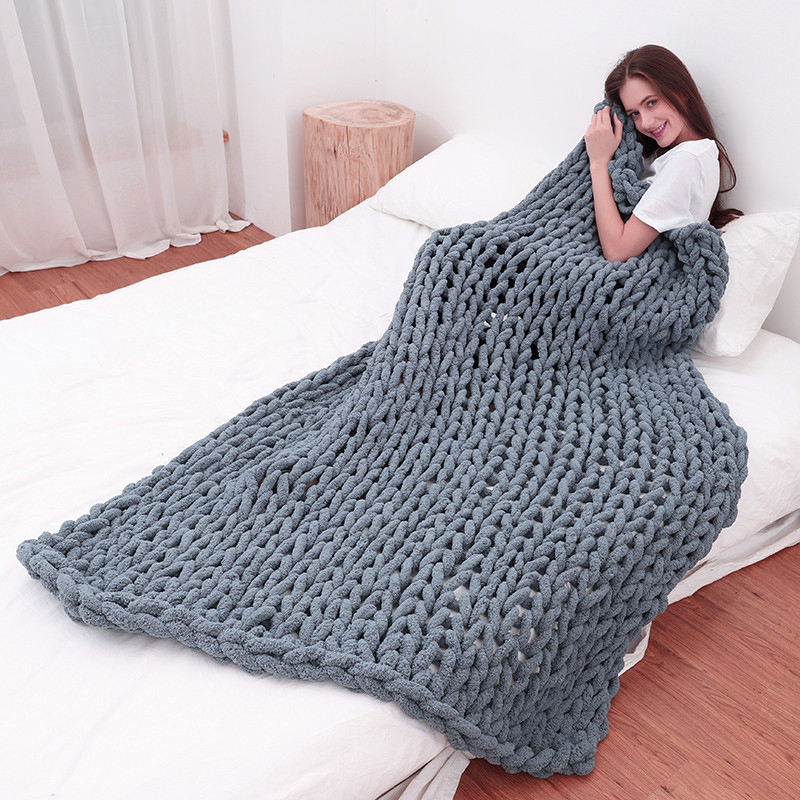Hand Chunky Knitted Blanket Th - Throw Blanket Chunky Knit avis et prix
