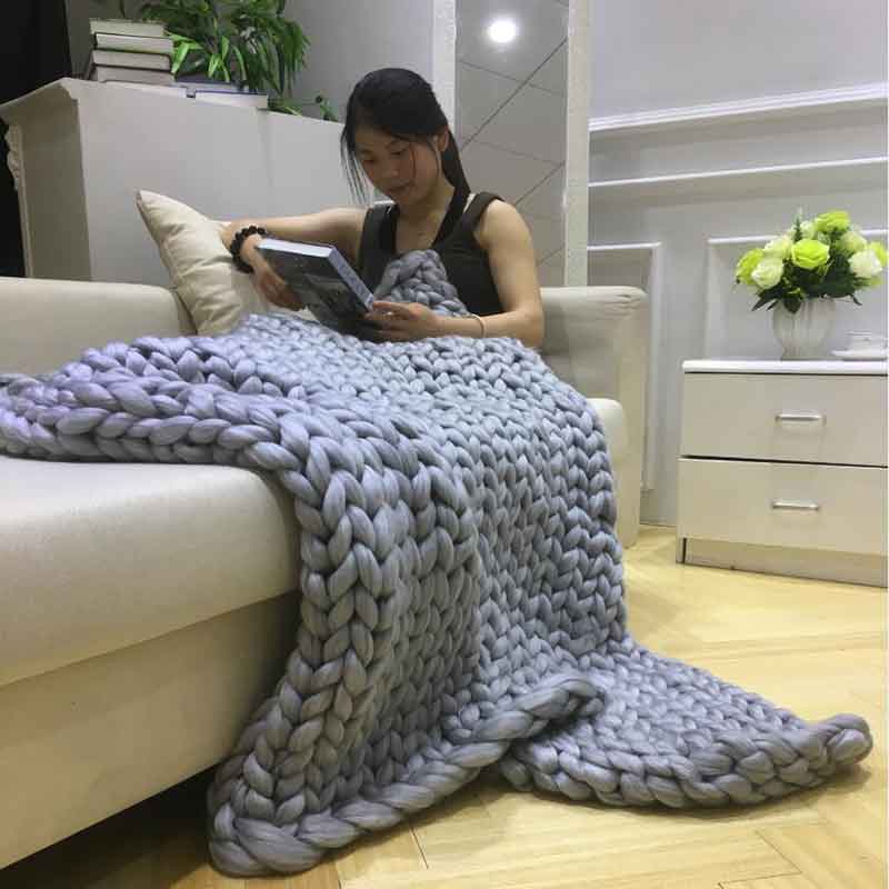 Fashion Hand Chunky Knitted Bl - Throw Blanket Chunky Knit avis et prix
