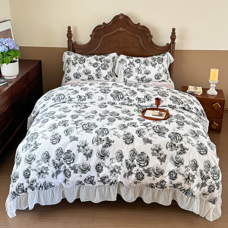 Chiffon Lace Bedding Sets 100% - Home Textiles France avis et prix