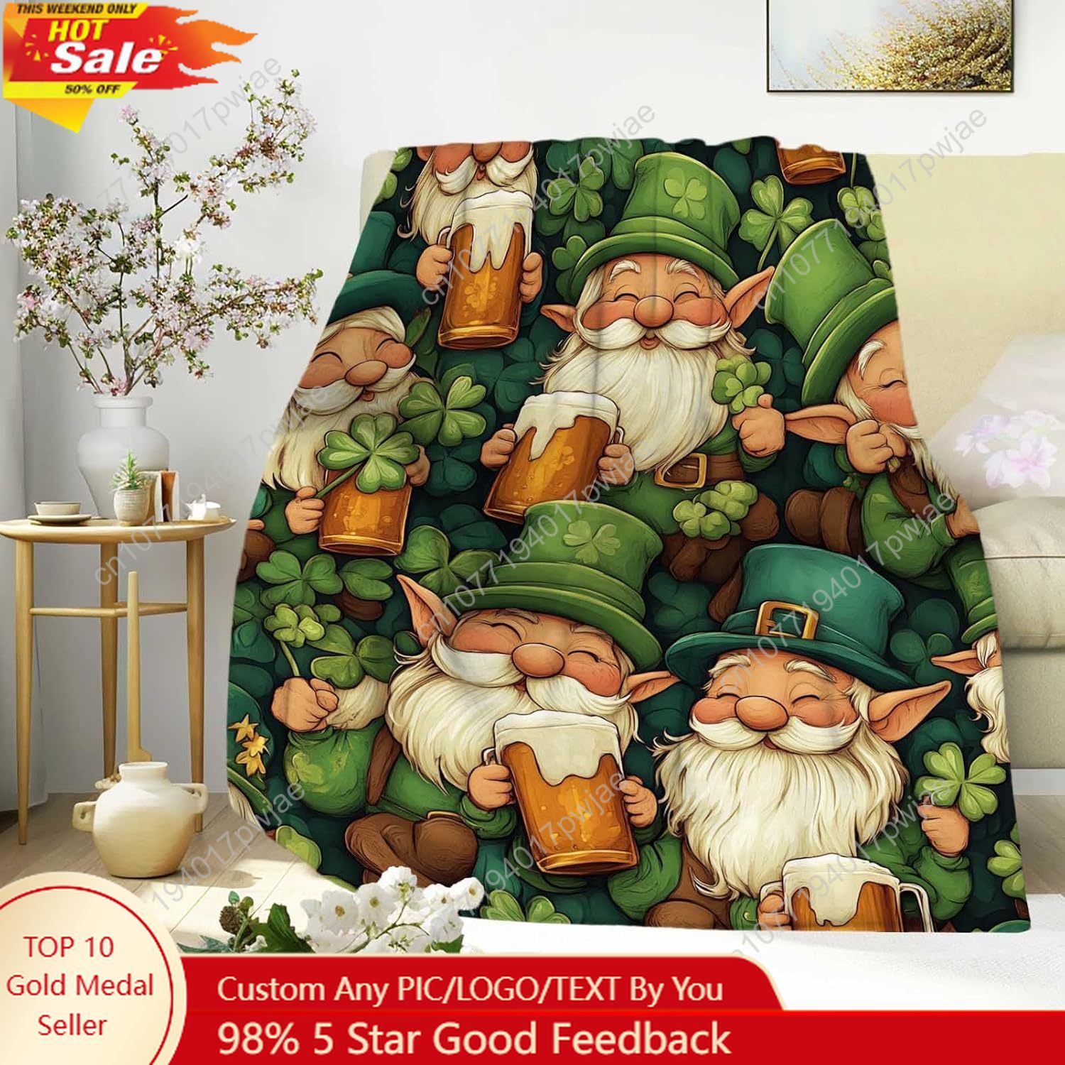 St. Patrick’s Day Gnome Throw  - Home And Textiles Today avis et prix