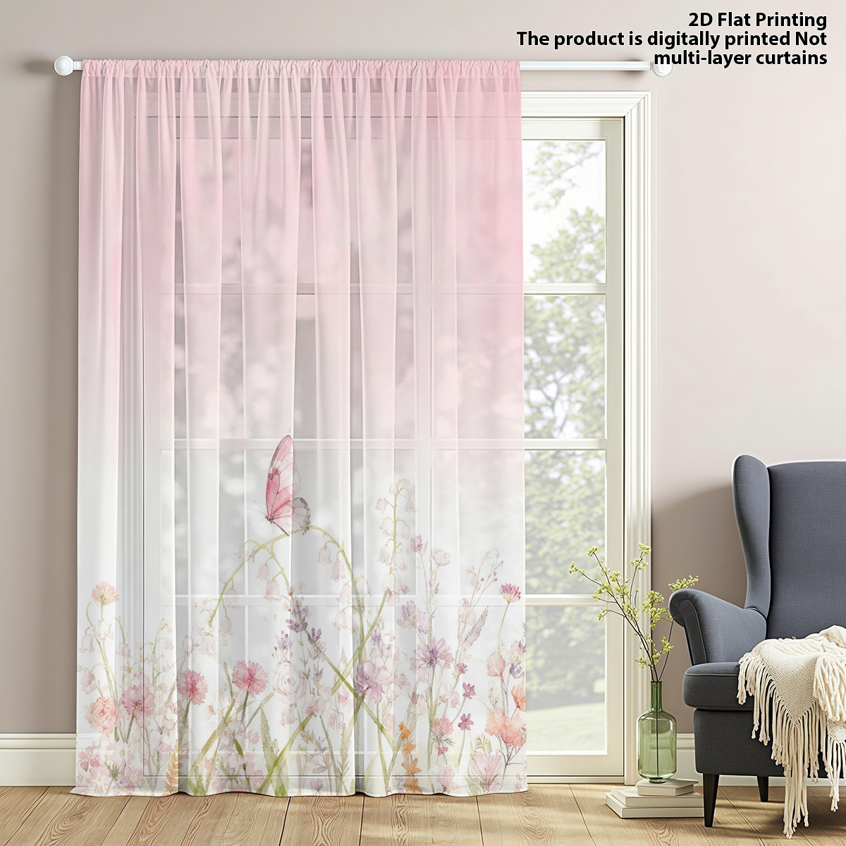 Flower Series Sheer Curtain, G - Curtain Sheer Voile avis et prix