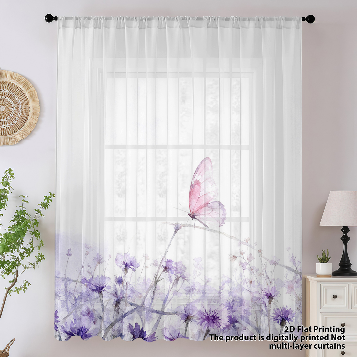 Flower Series Sheer Curtain, G - Curtain Sheer Voile avis et prix