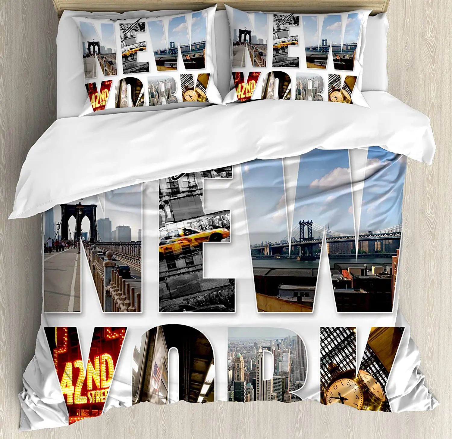 3pcs Bedding Set Grey New York - Home Textiles New York avis et prix