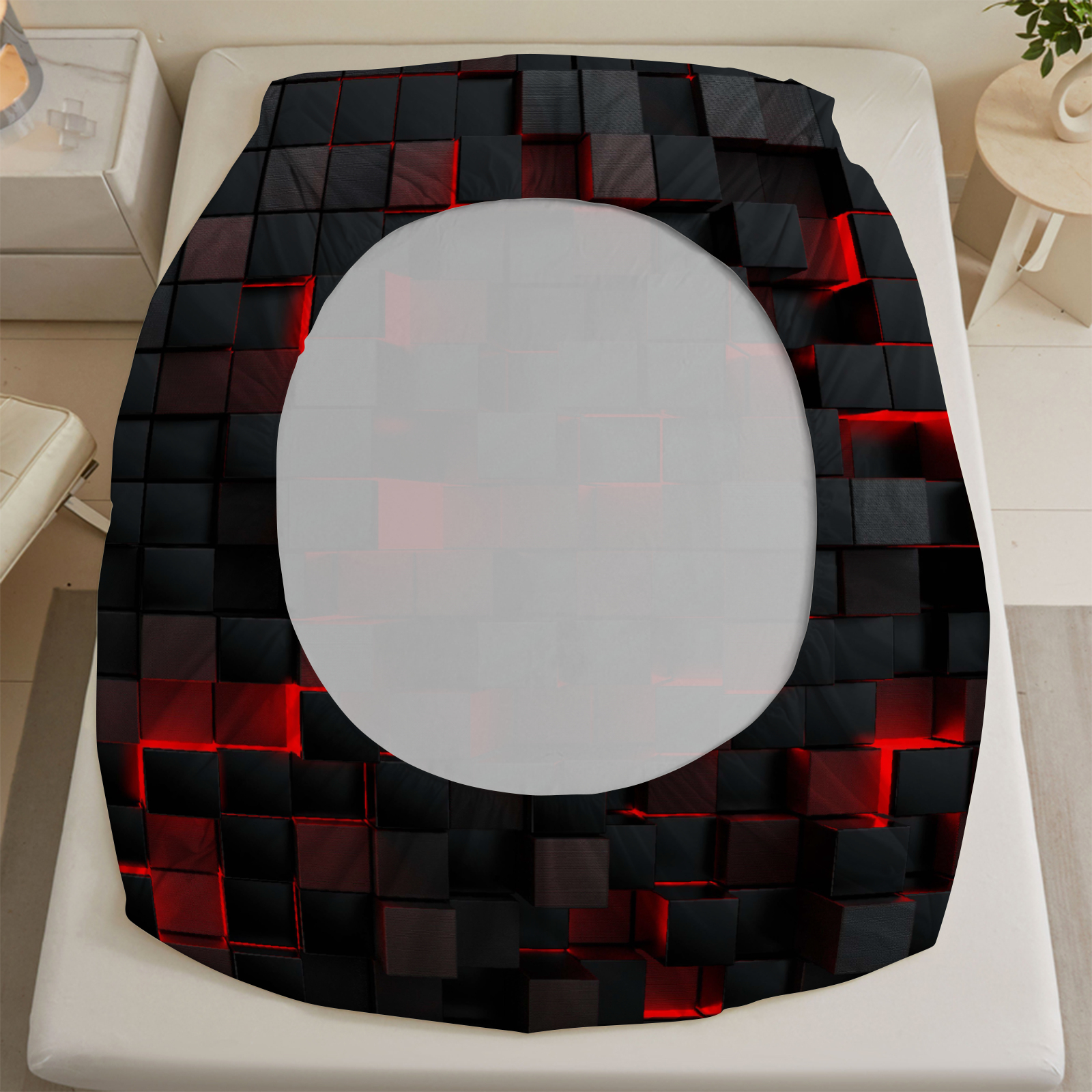 1 Piece 3D Red Black Pixel Gri - Bed Sheet Microfiber avis et prix