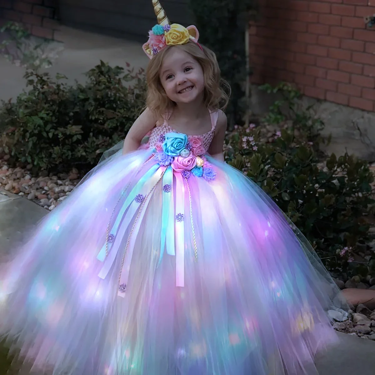 Gilrs Long LED Unicorn Tutu Dr - Curtain Sheer Voile avis et prix