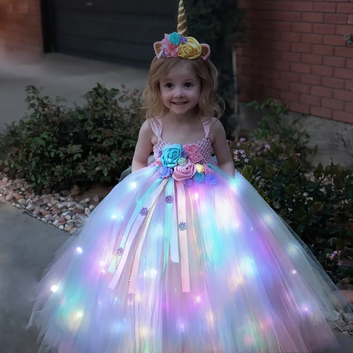 Gilrs Long LED Unicorn Tutu Dr - Curtain Sheer Voile avis et prix