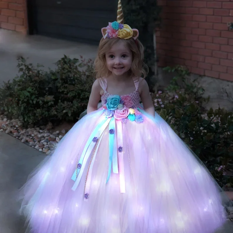 Gilrs Long LED Unicorn Tutu Dr - Curtain Sheer Voile avis et prix