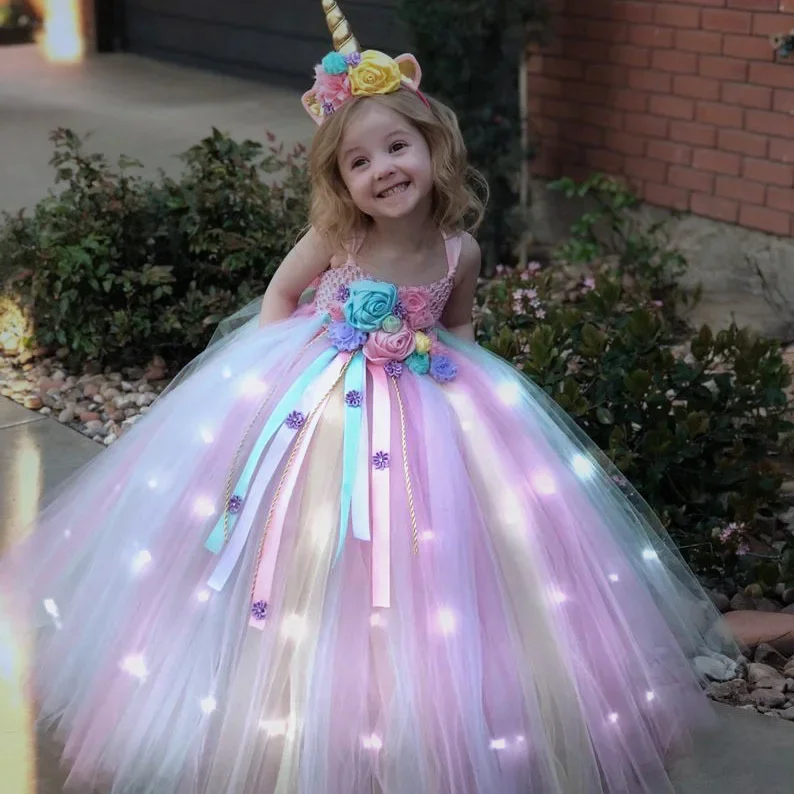 Gilrs Long LED Unicorn Tutu Dr - Curtain Sheer Voile avis et prix
