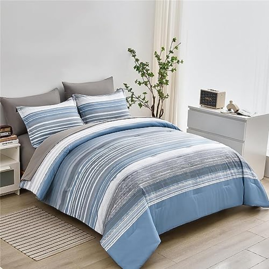 5 Pcs Bed in a Bag Stripe Comf - Bed Sheet Microfiber avis et prix