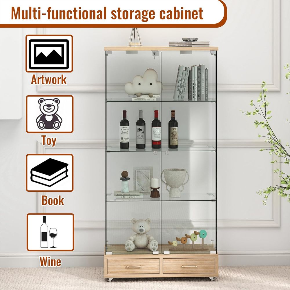 4-Tier Glass Cabinet with LED  - Home & Hotel Textiles Private Limited avis et prix