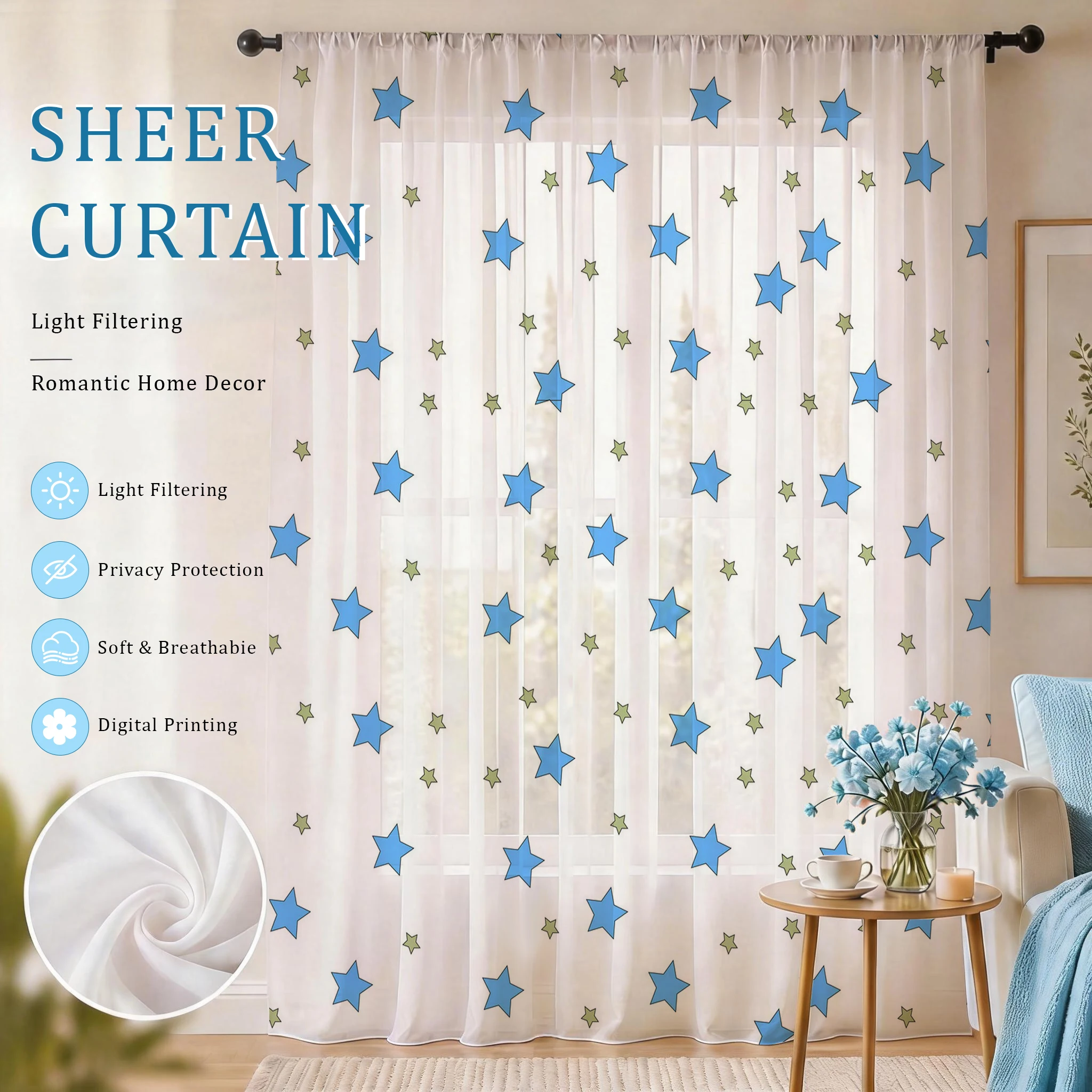 Blue Star Modern Gradient Shee - Curtain Sheer Voile avis et prix