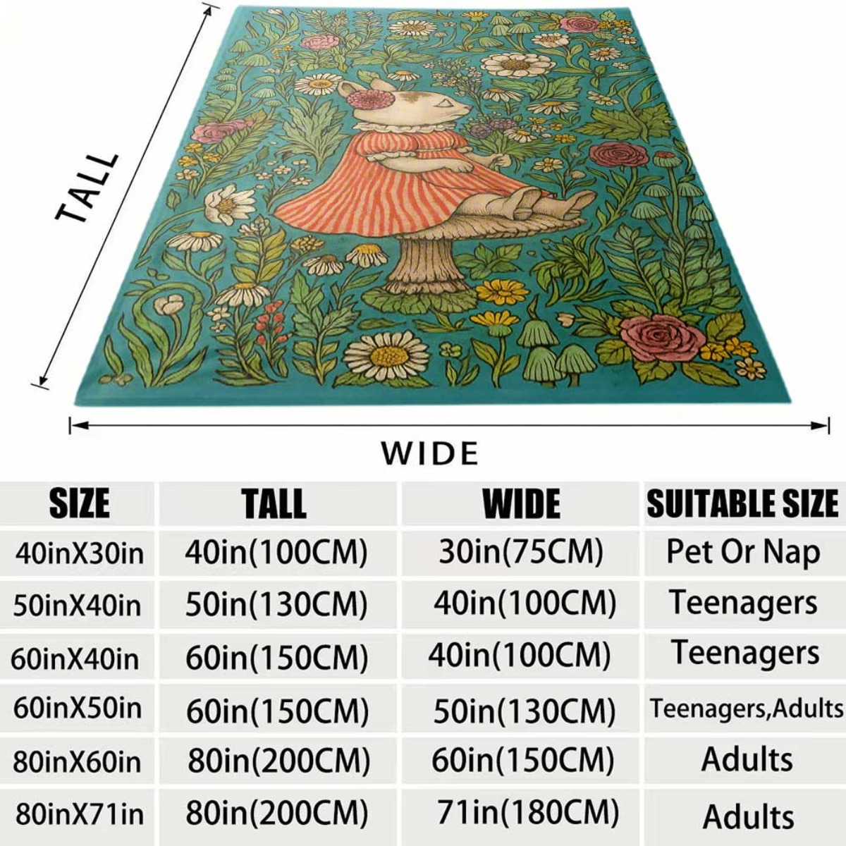 Whimsical Floral Rabbit Throw  - Throw Blanket Chunky Knit avis et prix
