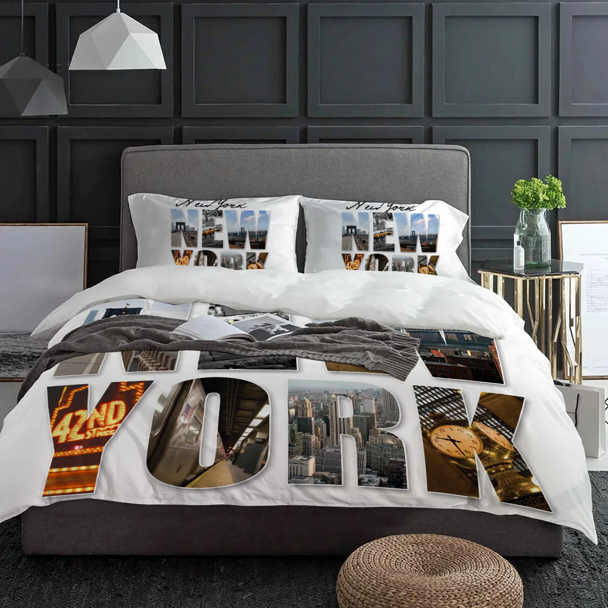 New York English Text Landscap - Home Textiles New York avis et prix